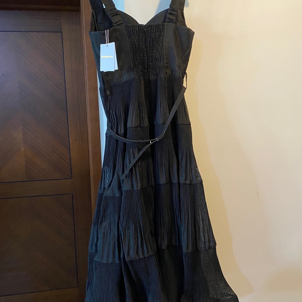 Zimmermann Black Tiered Midi Dress with Sweetheart Bodice - Picture 4 of 8